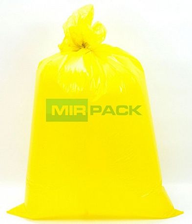 Мешки для мусора 120 литров, 40 мкм, в рулоне 10 штук, желтые, 70x110 см, 2 слоя, Премиум  - Вид 2